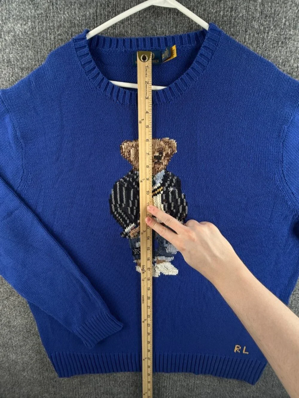 Polo Ralph Lauren Bear Cotton Sweater Blue 2XL QR Knit Pullover Preppy Drip